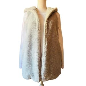 MESH + LACE WOMEN’S SOFT GRAY HOODED TEDDY STYLE VEST SIZE SMALL